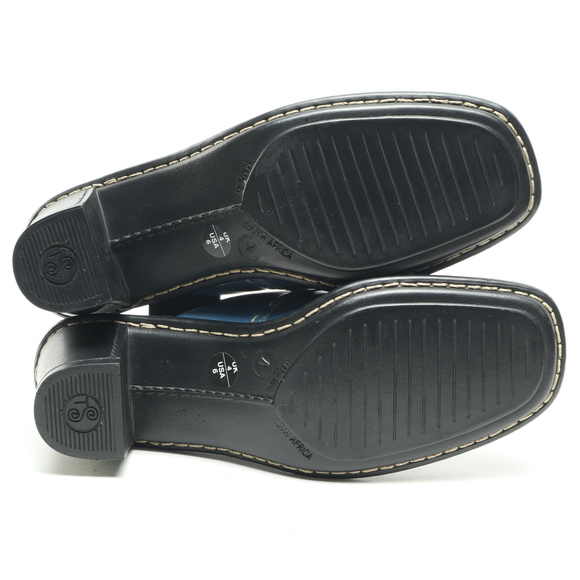 NWT Tsonga Leather Slip-In Square Toe Mules & Clogs Women 6 Shoe Blue/Black - Picture 12 of 16